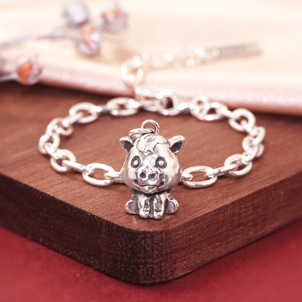 馬到成功 馬寶寶兒童手鍊(寬版) 馬年生肖送禮 925純銀手鍊