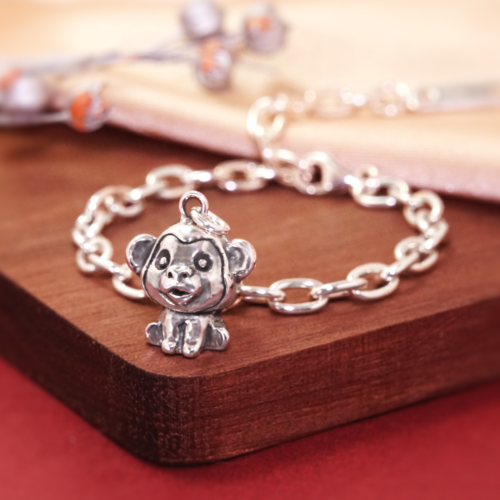 玉猴騰祥 猴寶寶兒童手鍊(寬版) 猴年生肖送禮 925純銀手鍊