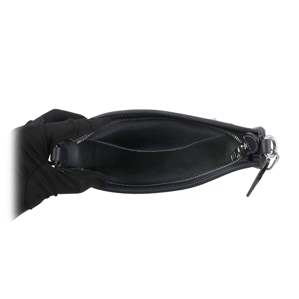 【COACH】Dempsey 緹花拼皮革條紋斜背包(單寧藍/午夜藍)