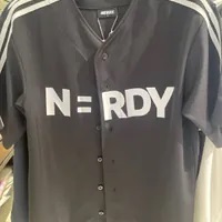 [S] NERDY BASEBALL TRACK JERSEY,BLACK, SN234 (SN234)