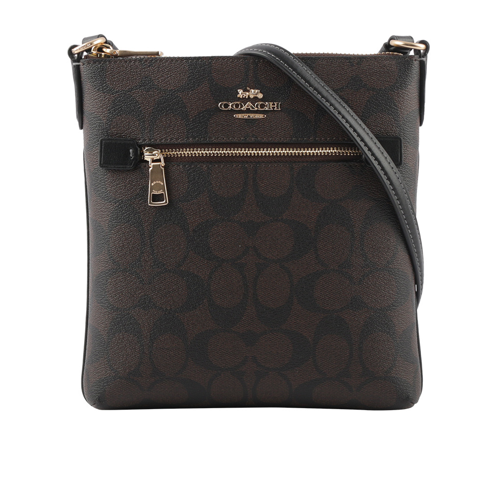 【COACH】Rowan 塗層帆布拉鍊口袋迷你方形斜背包