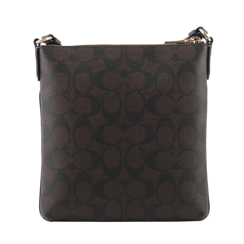 【COACH】Rowan 塗層帆布拉鍊口袋迷你方形斜背包(巧克力色)