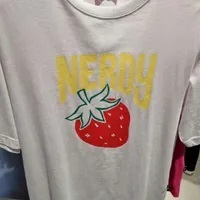 [S] NERDY STRAWBERRY 1/2 SLEEVE T-SHIRT,WHITE, SN238 (SN238)