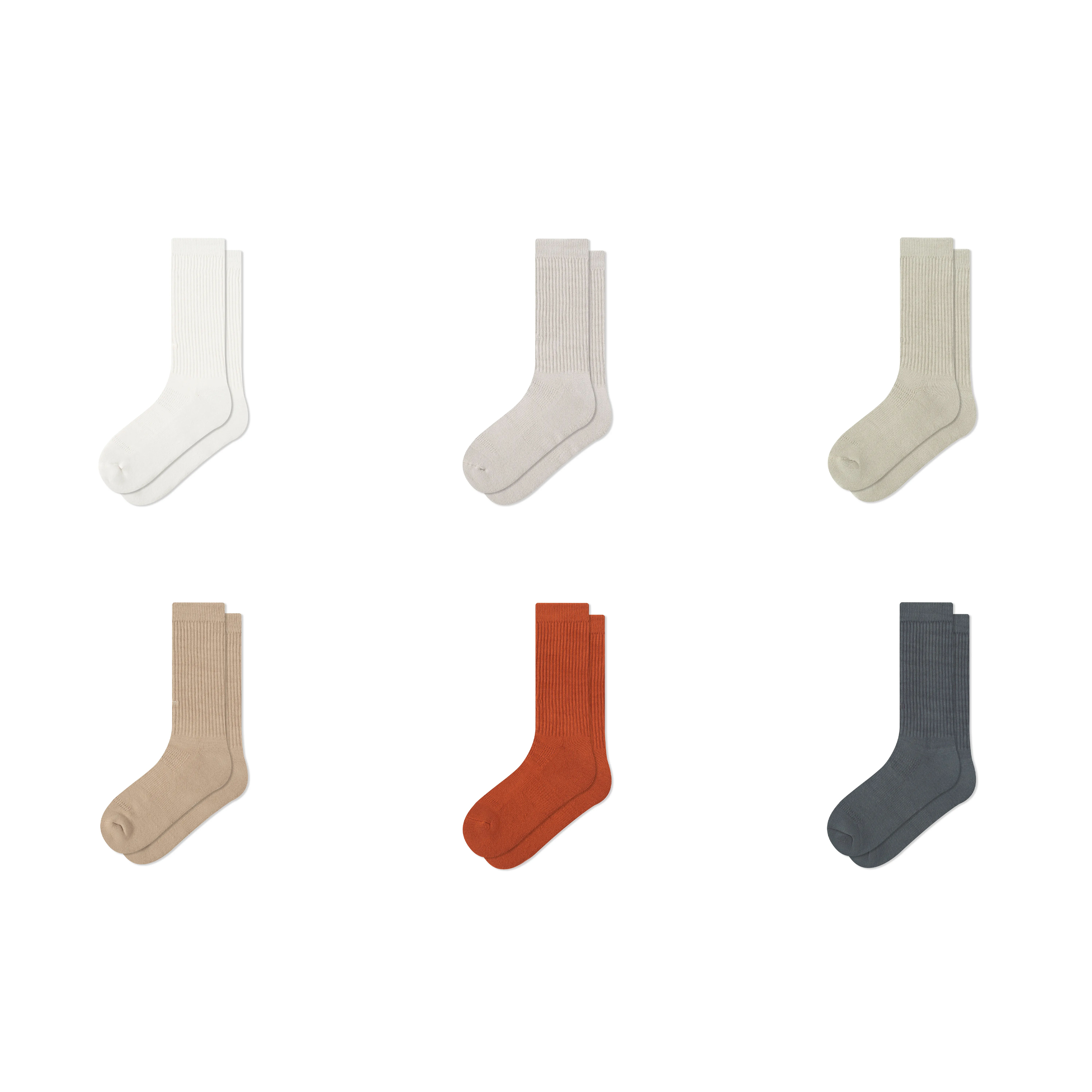 faam ESSENTIAL CREW 石杏/涅紫/若草/磚橘/鐵灰 - 素面單色針織高筒襪