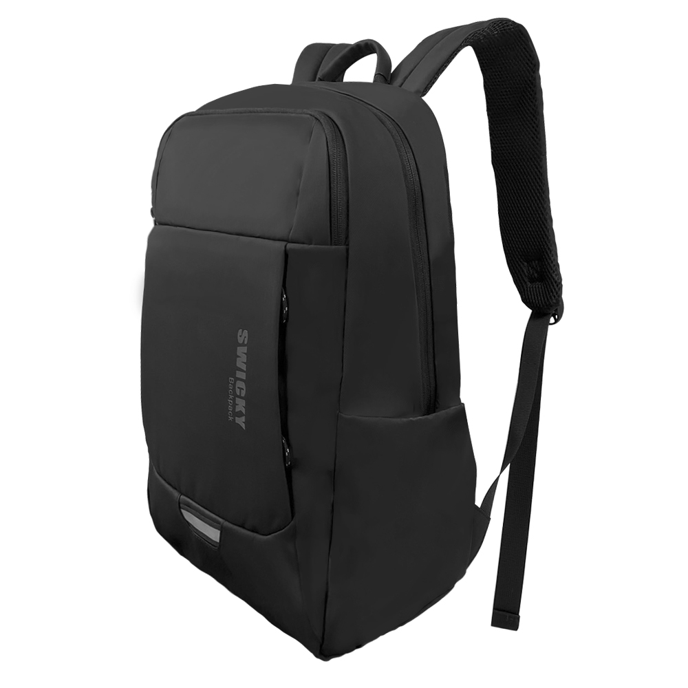 【SWICKY】 大容量防潑水立體後背包/透氣背包(黑)