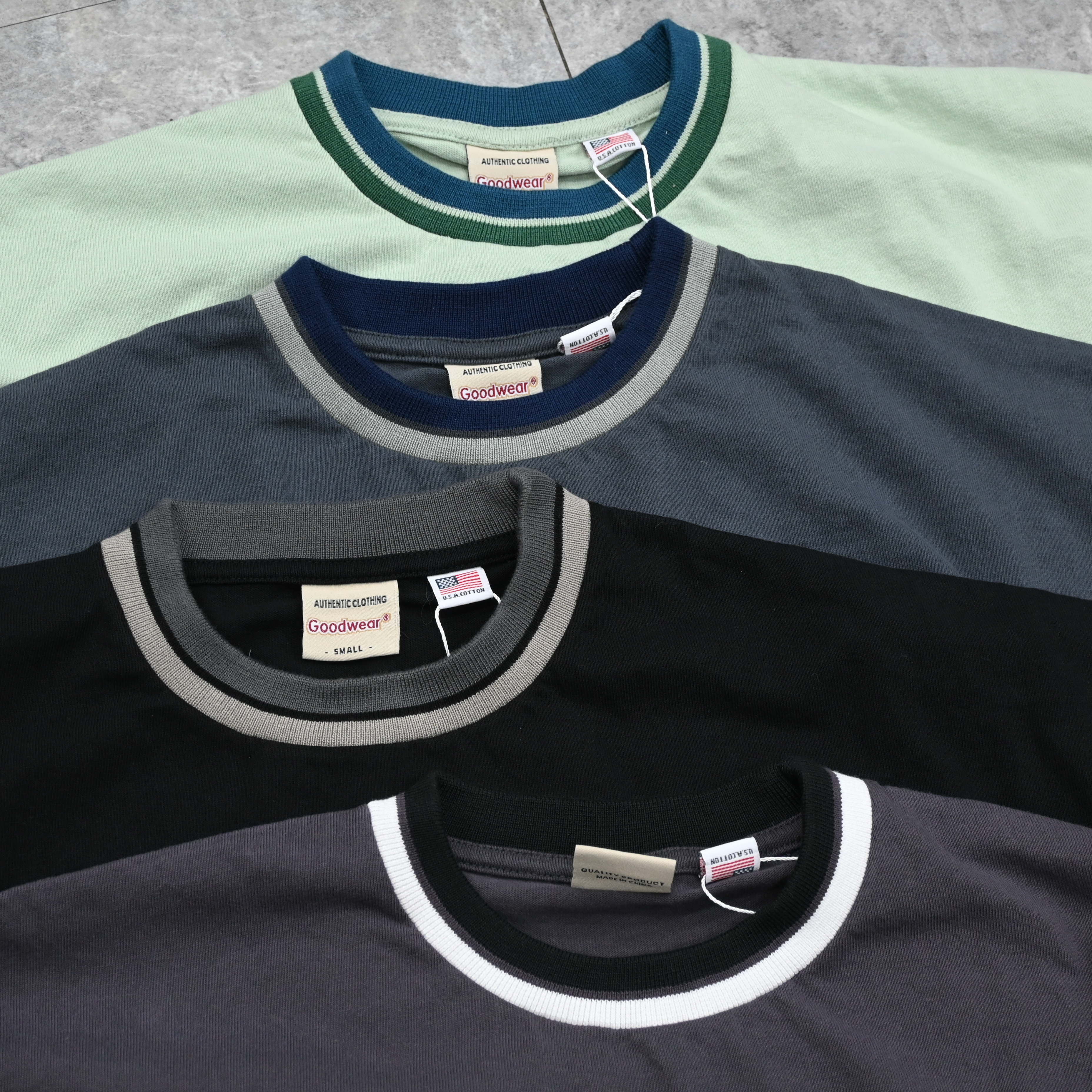 Goodwear Japan USA Cotton Line Rib SUPER BIG Pocket Tee