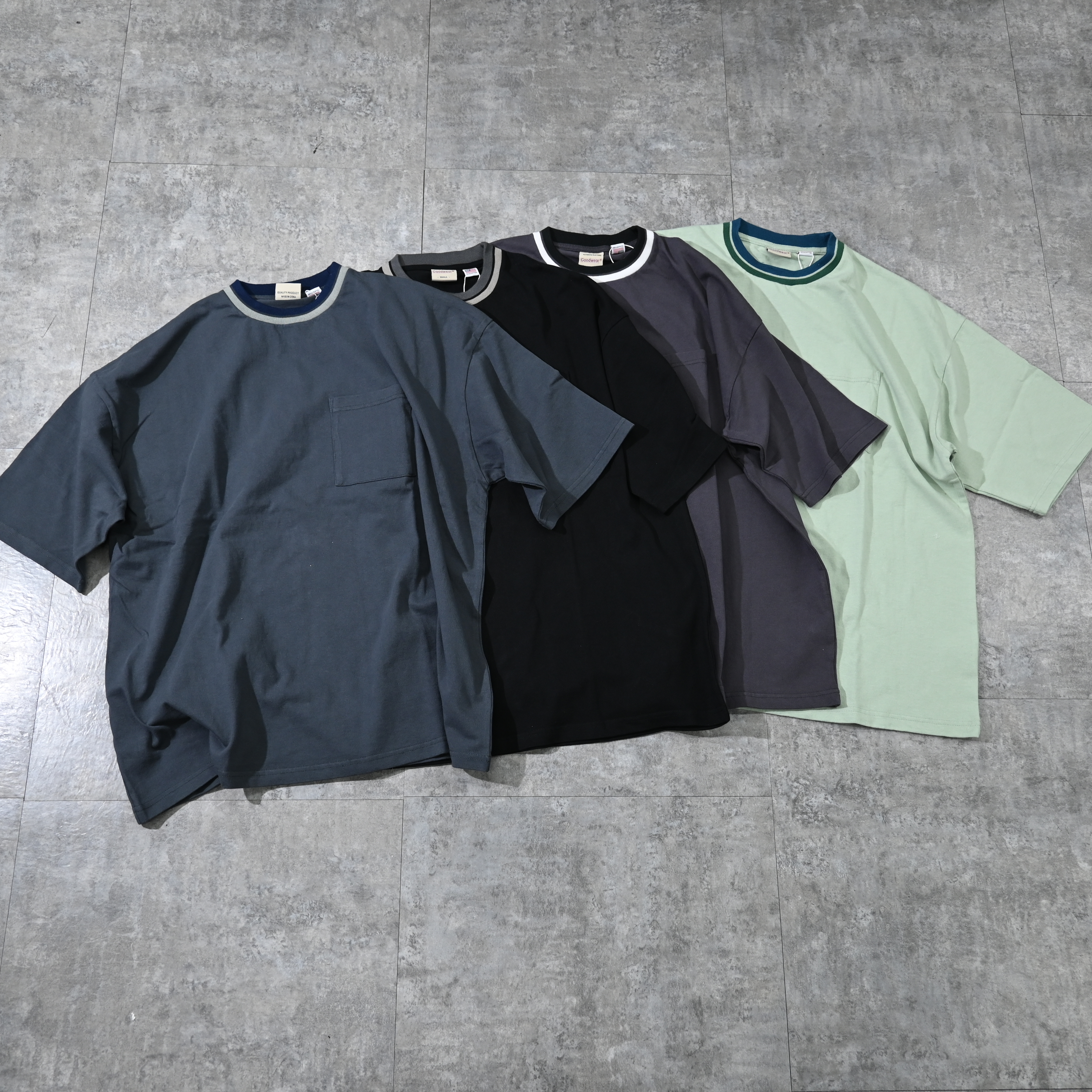 Goodwear Japan USA Cotton Line Rib SUPER BIG Pocket Tee