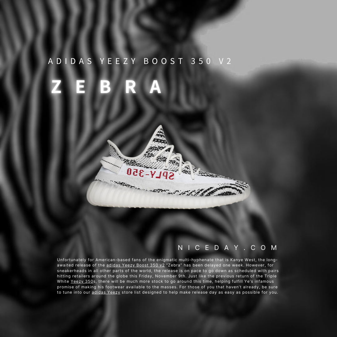 NICEDAY 代購 Adidas Yeezy Boost 350 V2 Zebra 白斑馬 肯爺 椰子 紅字 CP9654
