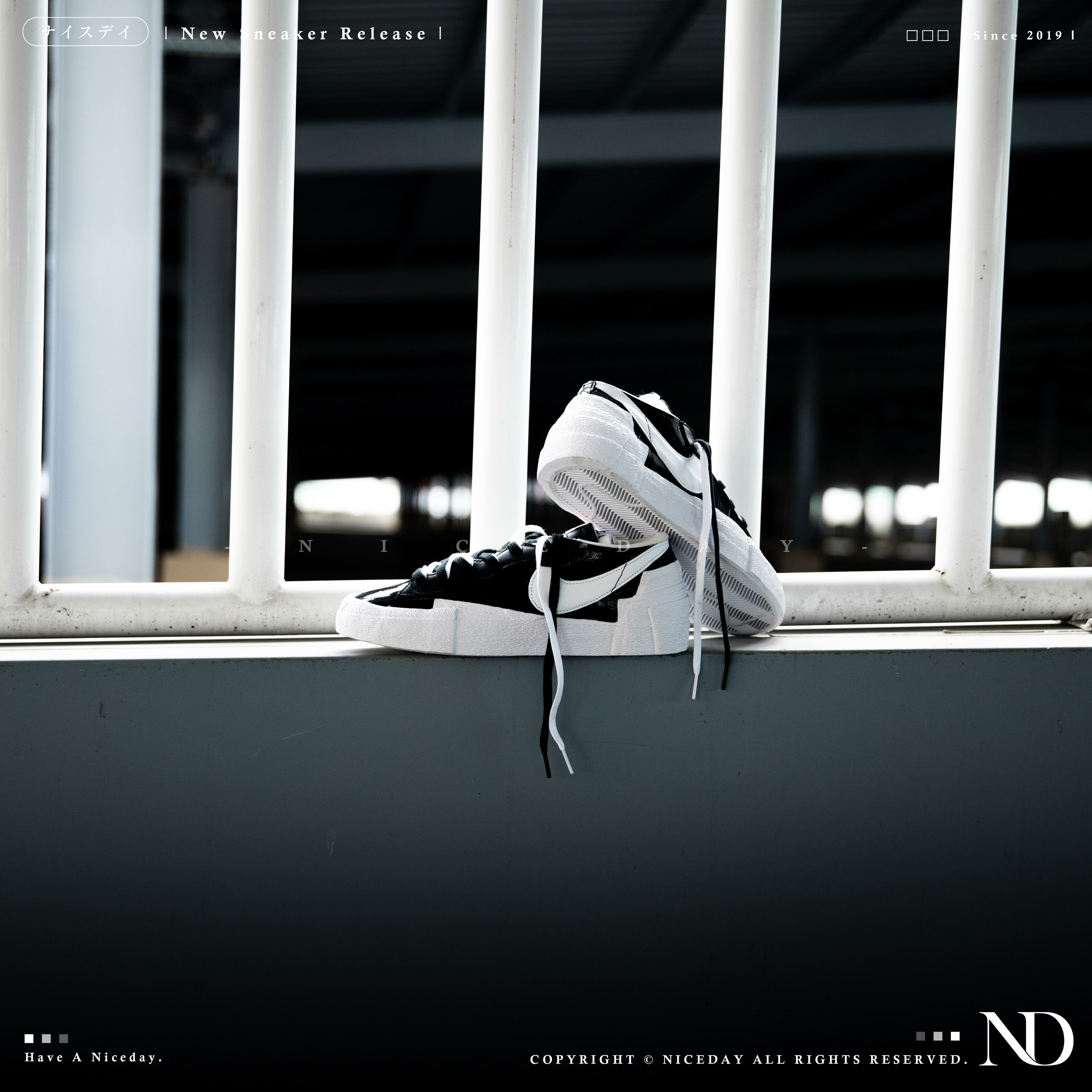 Niceday 代購 NIKE Blazer Low x SACAI 聯名 漆皮 黑白 男女 DM6443-001