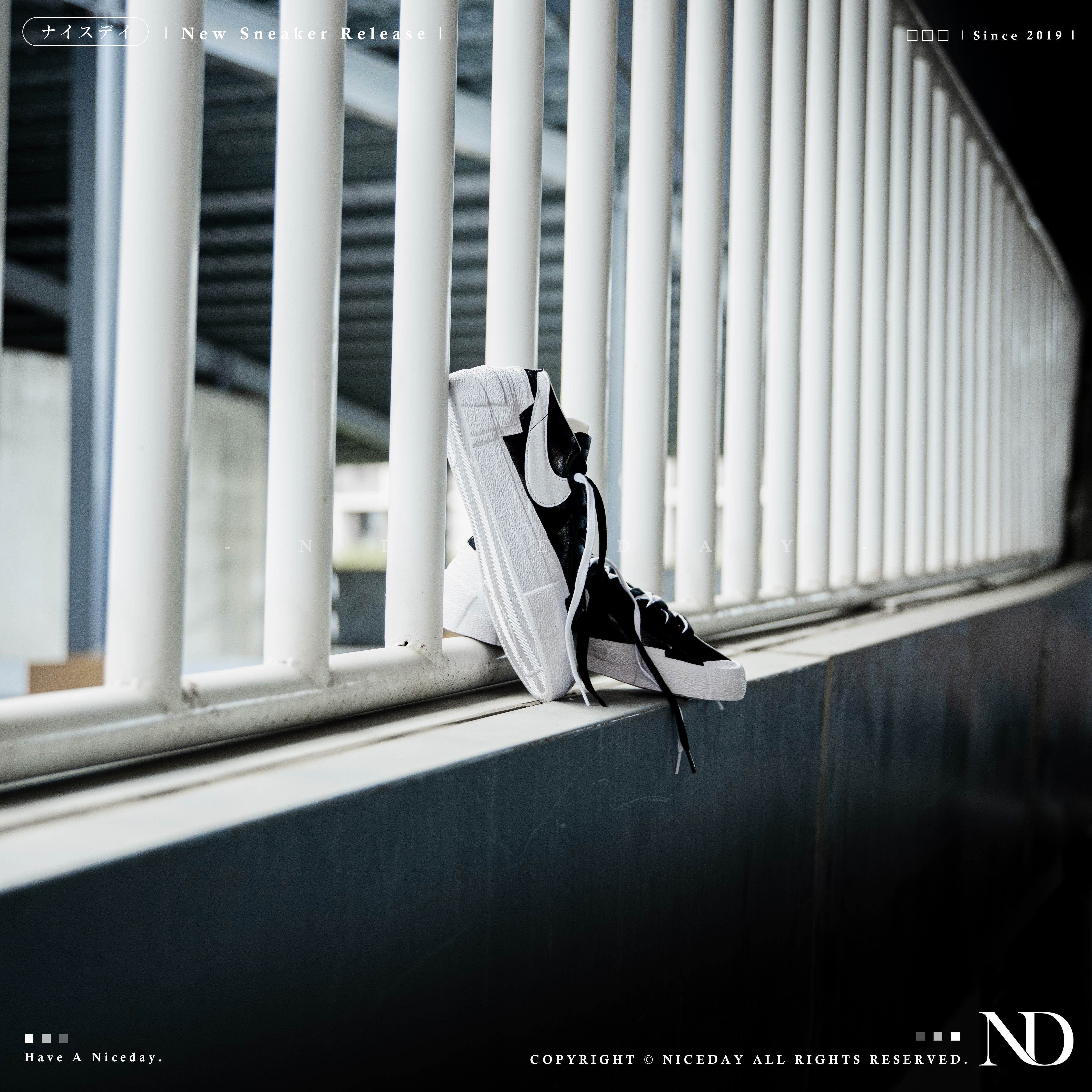 Niceday 代購 NIKE Blazer Low x SACAI 聯名 漆皮 黑白 男女 DM6443-001