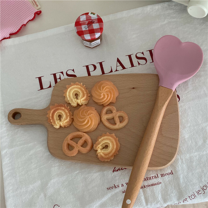 《2309》ins少女粉色愛心矽膠烘焙匙