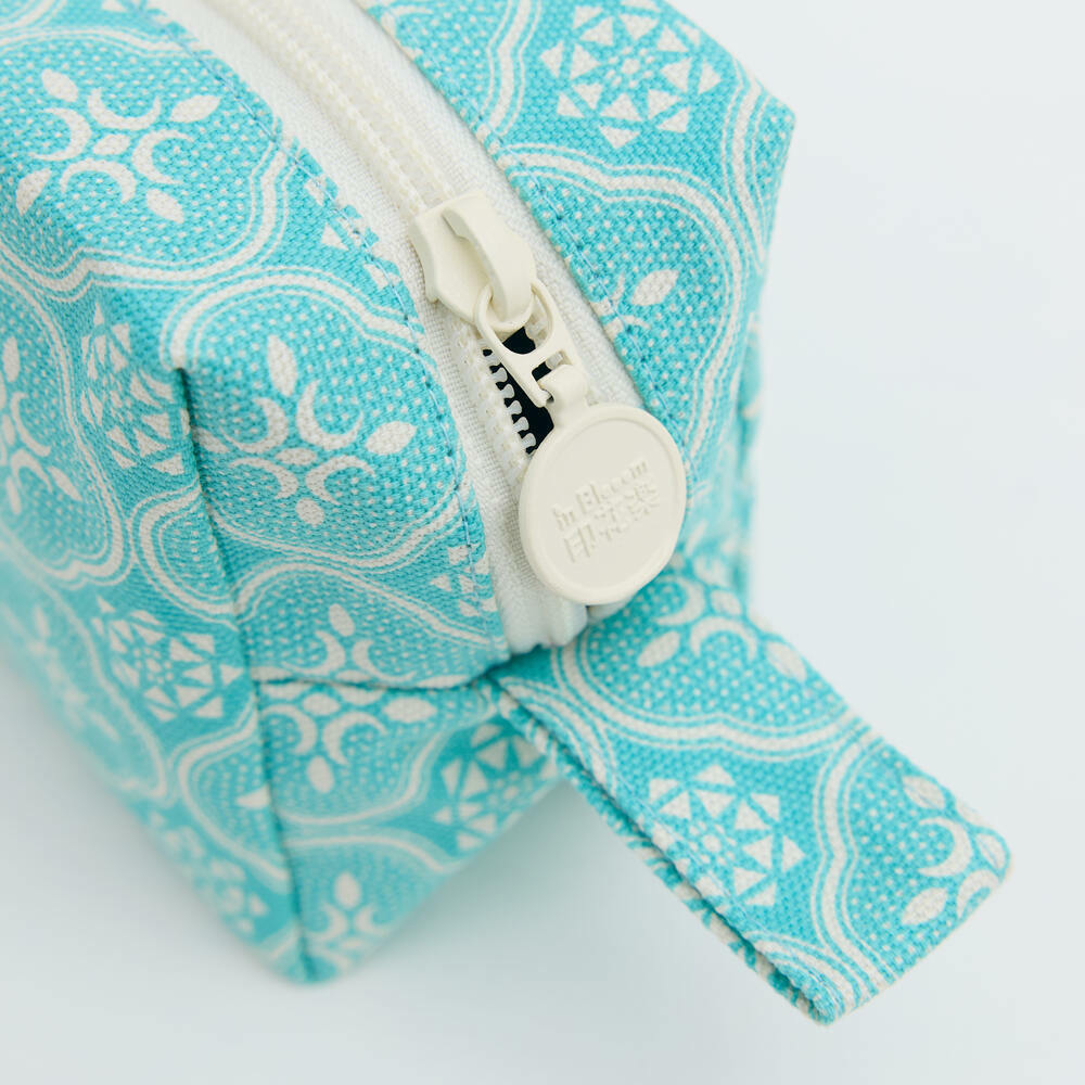 印花樂拉鏈長方收納包/玻璃海棠/冰晶藍綠