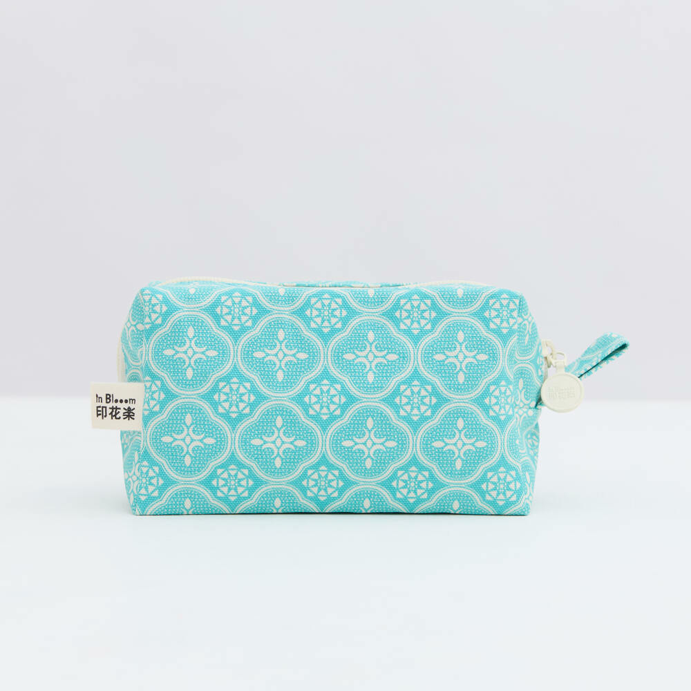 Zipper Cuboid Pouch/Begonia Glass Pattern/Crystal Green