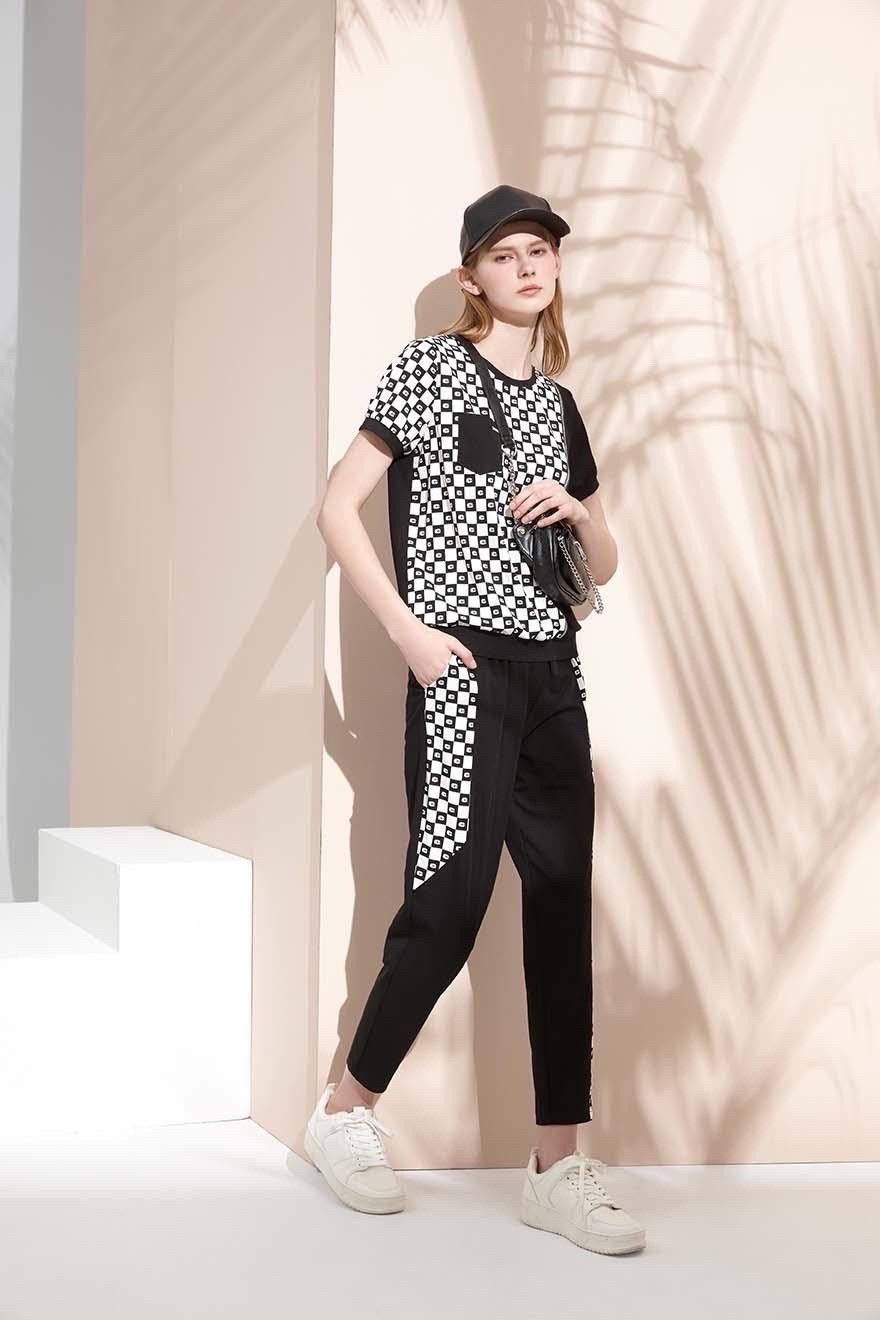 時尚運動休閒個性拼接長褲S6562