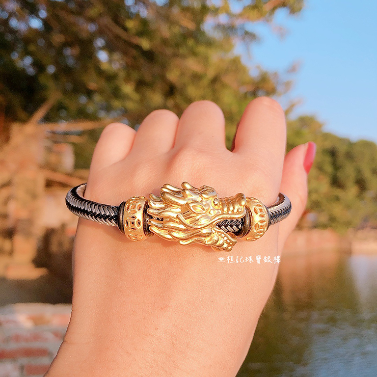 咬錢金龍 鋼編織金手鍊