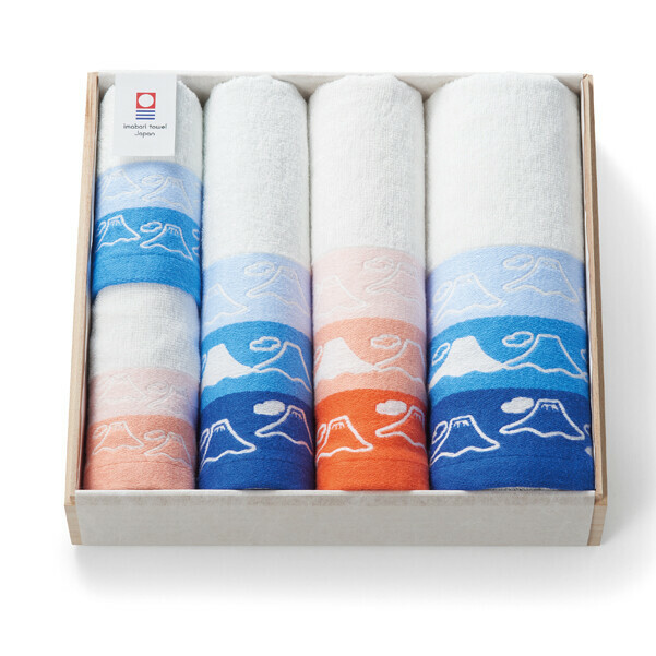 日本今治x富士山豪華木製禮盒 (浴巾1+長毛巾2+方巾2) (日本製)