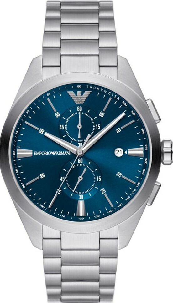 萬年鐘錶 - ARMANI  精品腕錶   藍面經典三眼不鏽鋼男錶  AR11541  錶徑43MM