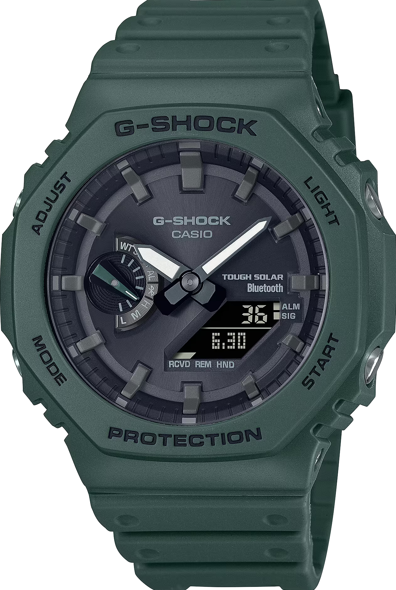 萬年鐘錶 - G-SHOCK  太陽能藍芽智慧型八角錶殼電子錶 GA-B2100-3A  錶徑 : 45.4 mm