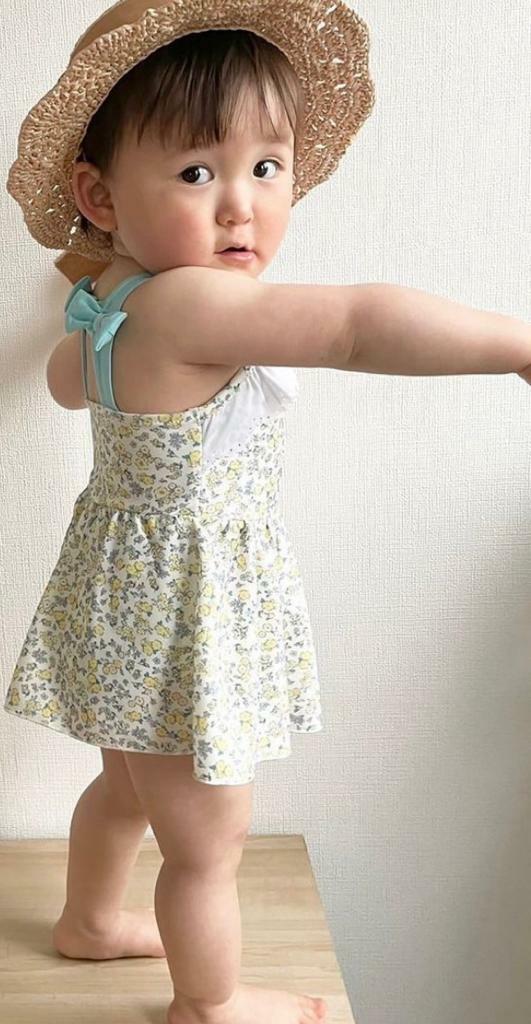 (現貨)🇯🇵日本直送 碎花蝴蝶結裙仔泳衣 (Size 80/90)