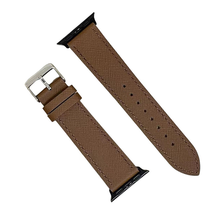 蘋果皮錶帶 - 十字紋皮革 (深啡色)