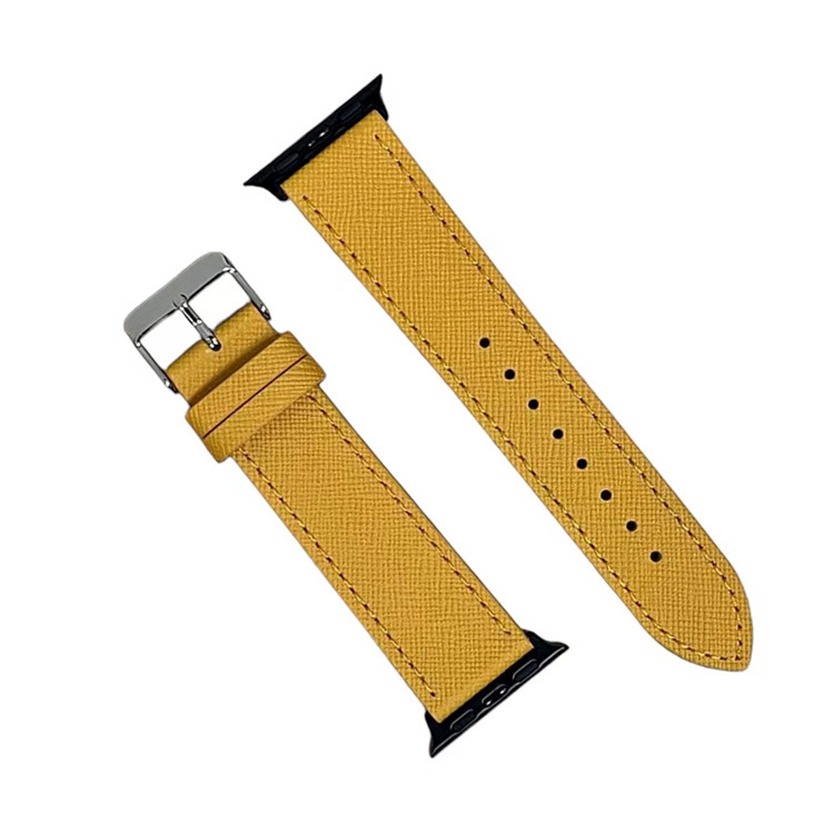 蘋果皮錶帶 - 十字紋皮革 (黃色)