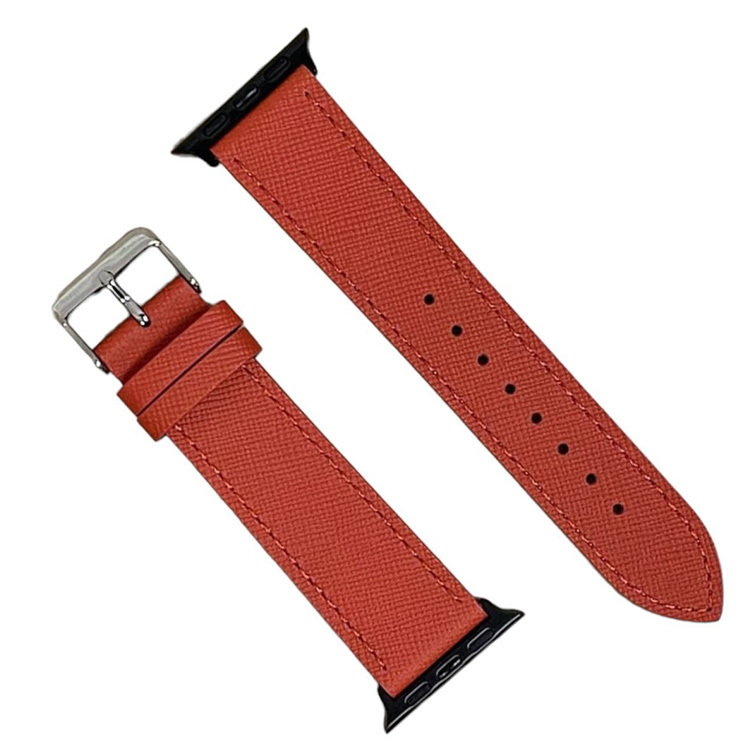 蘋果皮錶帶 - 十字紋皮革 (紅色)