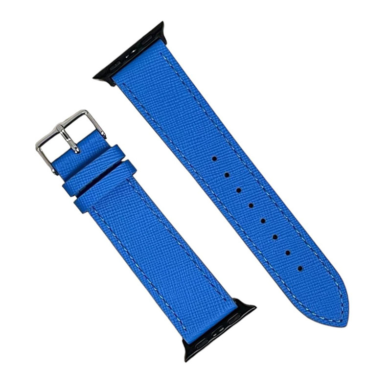 蘋果皮錶帶 - 十字紋皮革 (淺藍色)