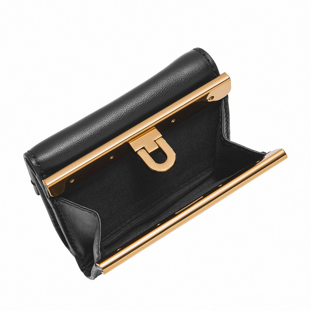 Penrose 真皮扣式零錢袋短夾-黑色 SL8288001