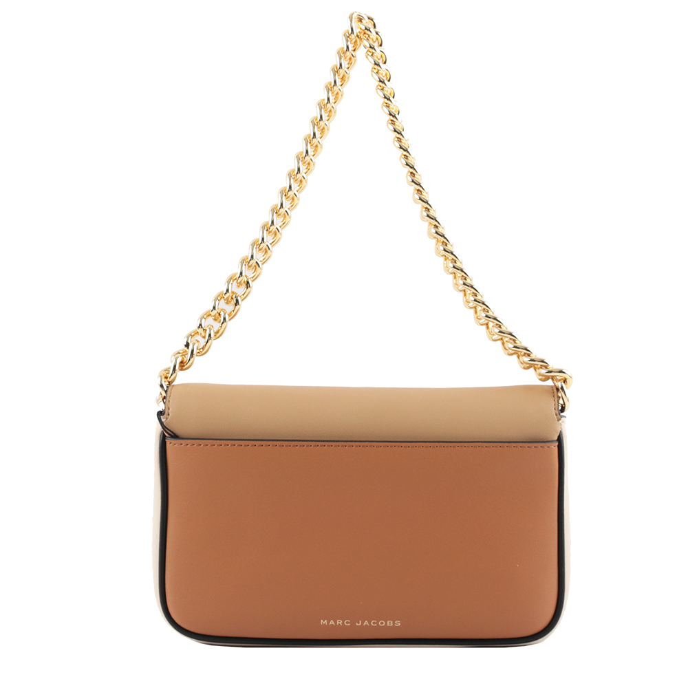 【MARC JACOBS】THE J MARC 平滑牛皮拼色翻蓋二用包(奶茶/焦糖)