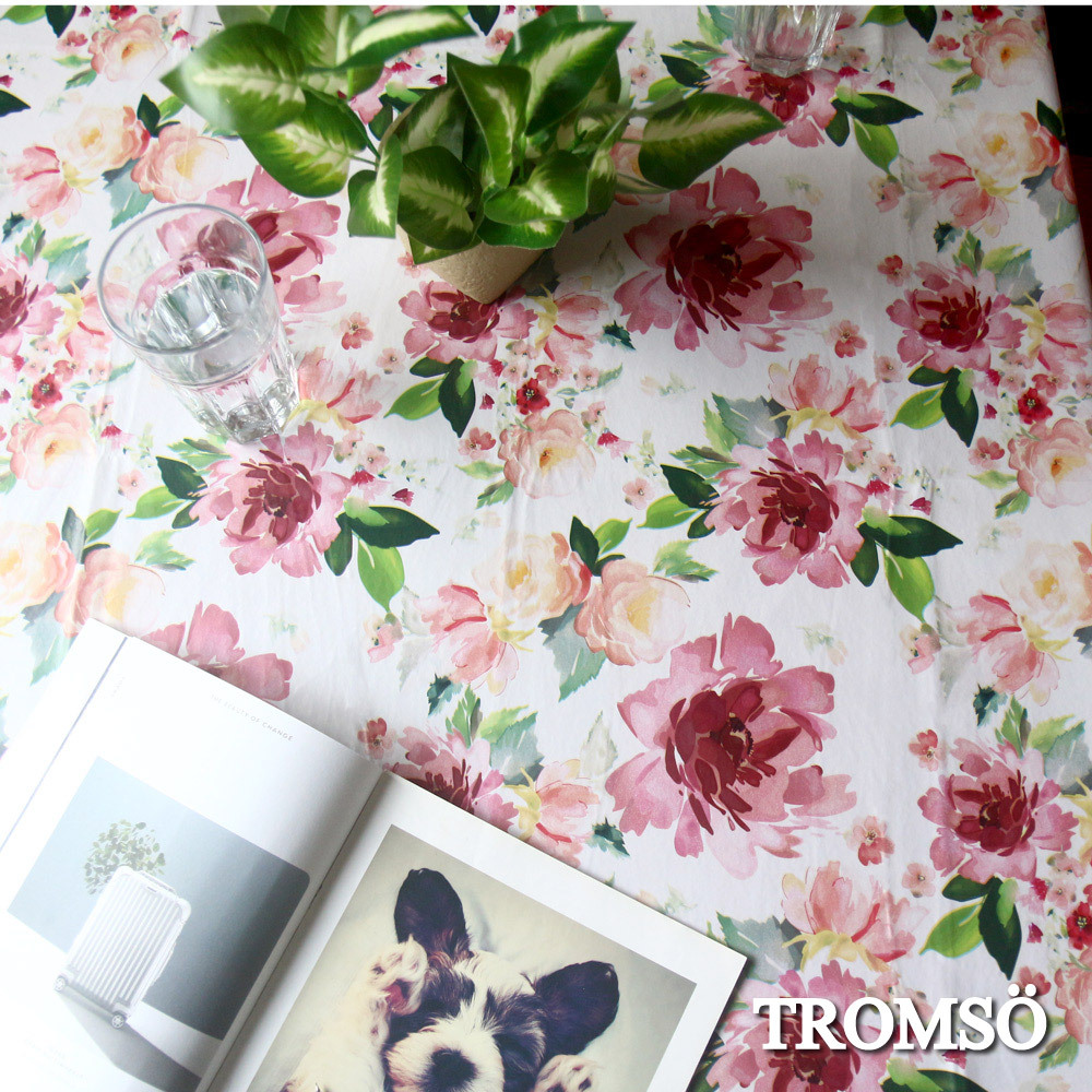 北歐生活抗汙防水桌布-玫維亞花園