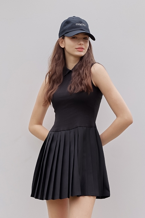 女款 M301 韓國正品MACKY同步/韓風氣質百摺迷你連衣裙/韓版高爾夫球女裝