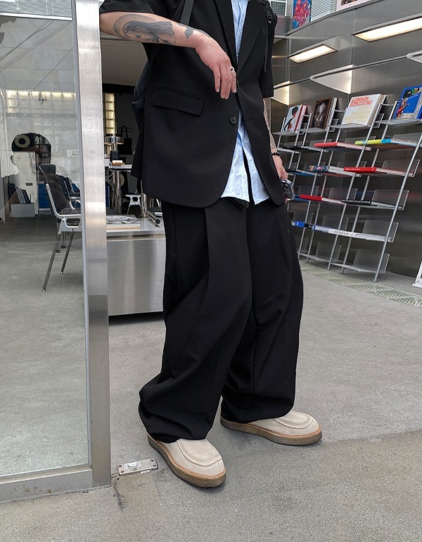 寬鬆氣球鬆緊西裝褲