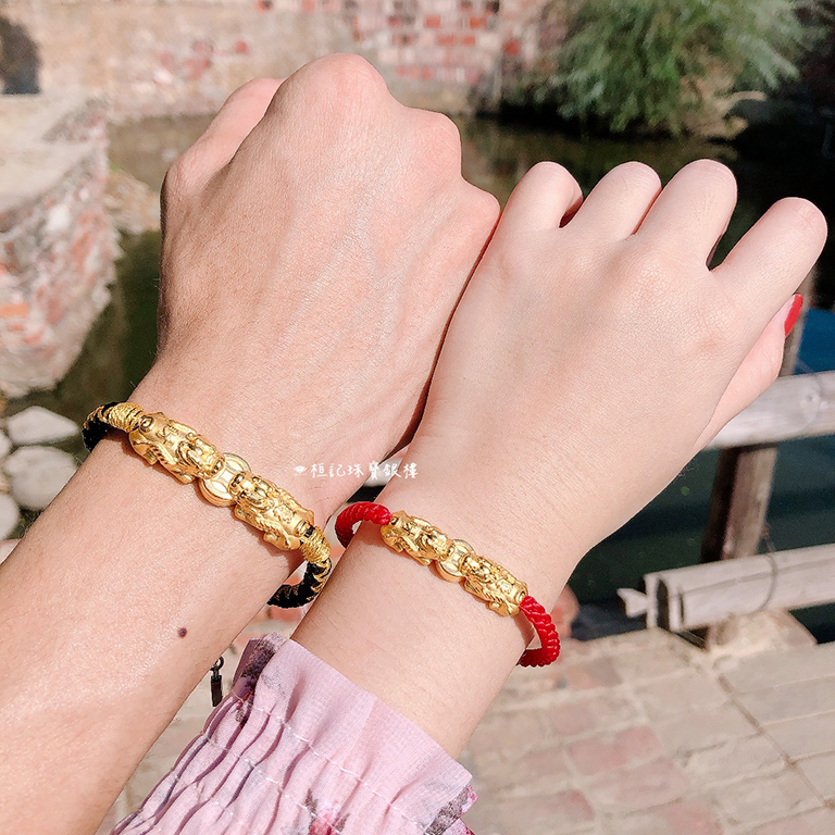 發財貔貅 情侶編織金手鍊
