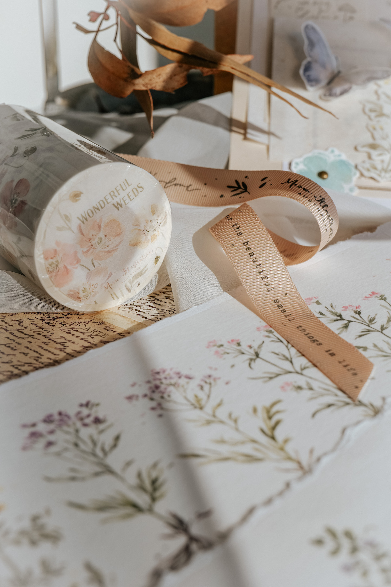 Meow Illustration．山野草 8cm和紙紙膠帶 <整捲/分裝>