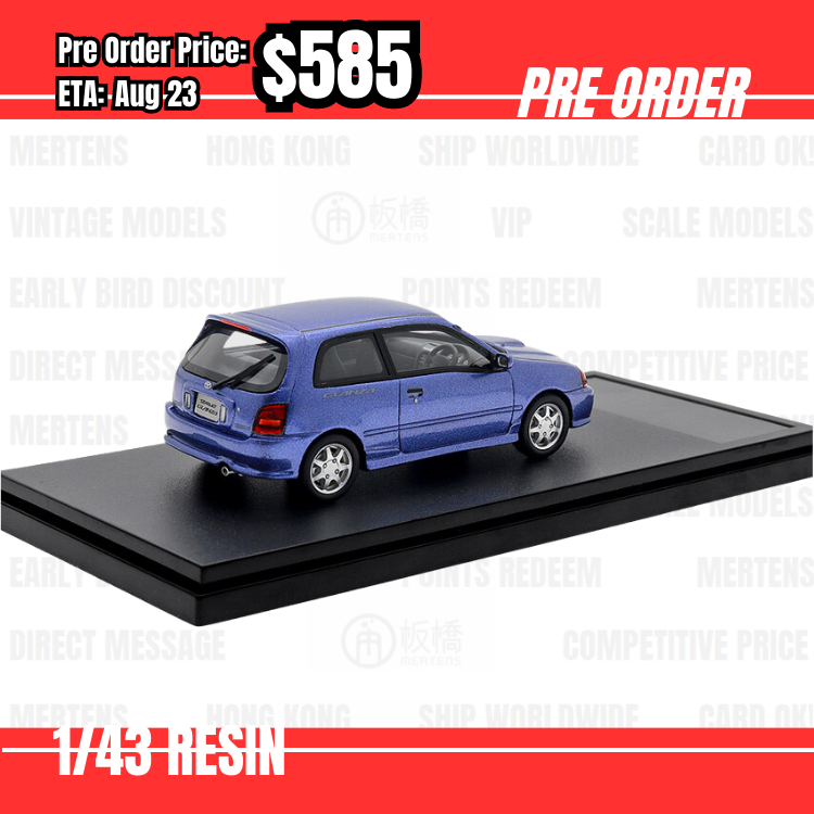 Pre Order-$585 Hi-Story 1:43 Toyota Starlet Glanza V (1996) Purplish Blue Mica Metallic [OD01/06]