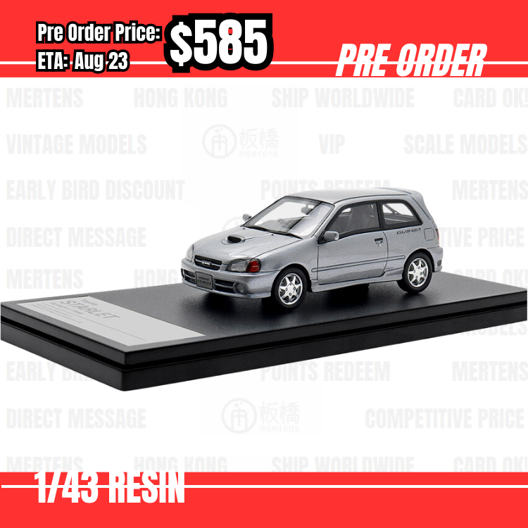Pre Order-$585 Hi-Story 1:43 Toyota Starlet Glanza V (1996) Bluish Silver Metallic [OD01/06]