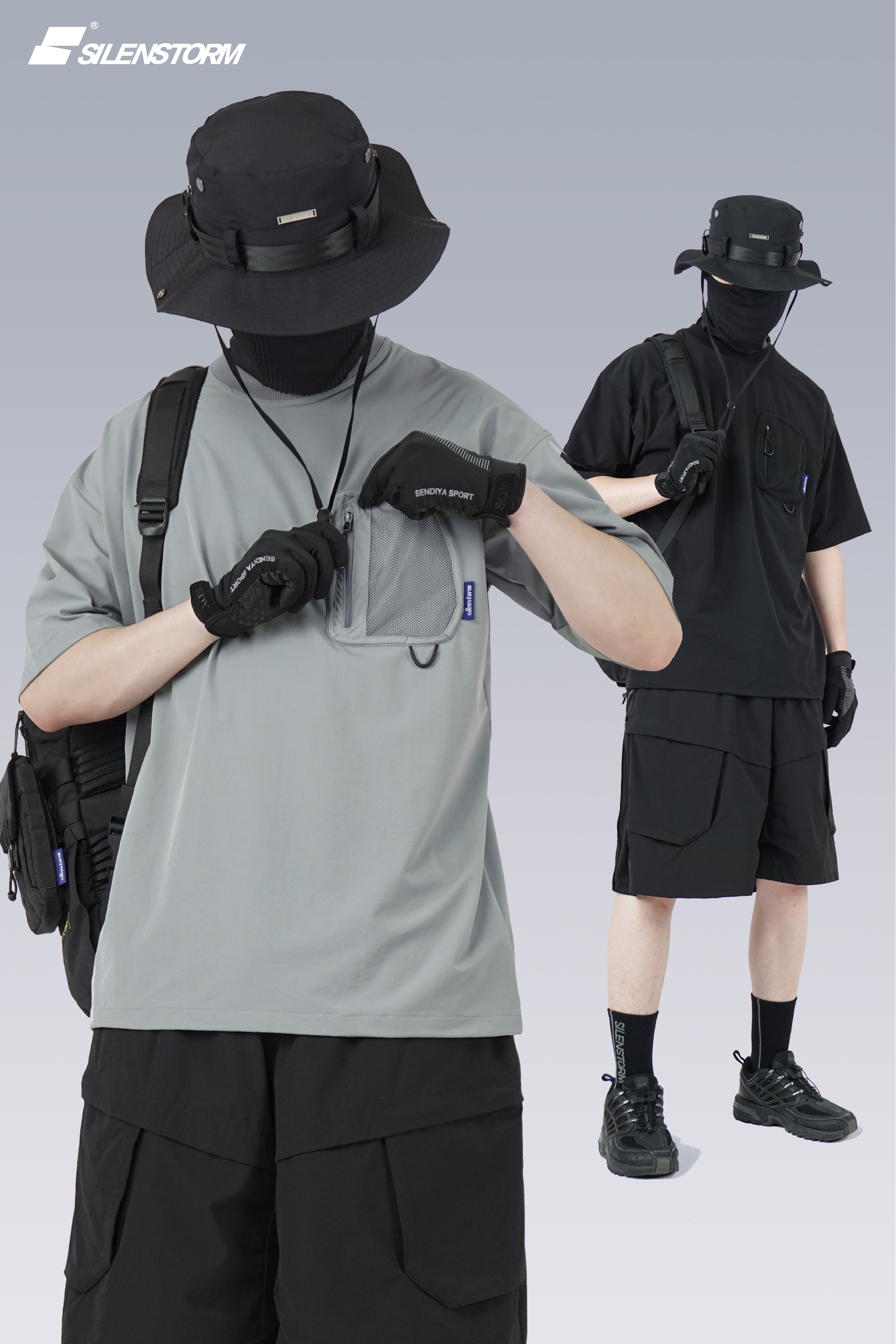 SILENSTORM 日系圓領速乾戶外口袋短袖