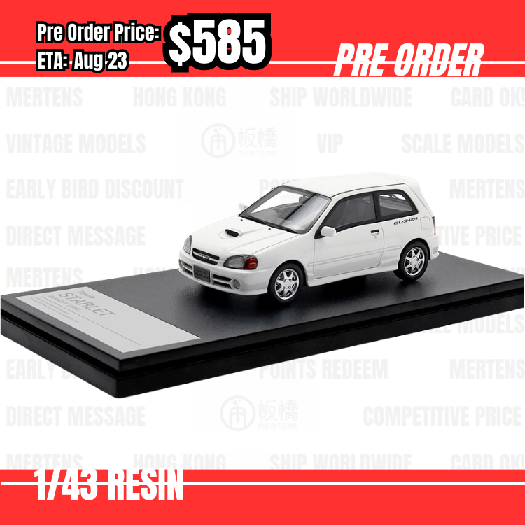 Pre Order-$585 Hi-Story 1:43 Toyota Starlet Glanza V (1996) Super White [OD01/06]