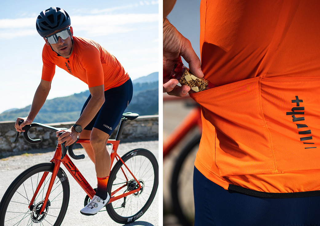 自行車衣的後面口袋可裝能量補給品