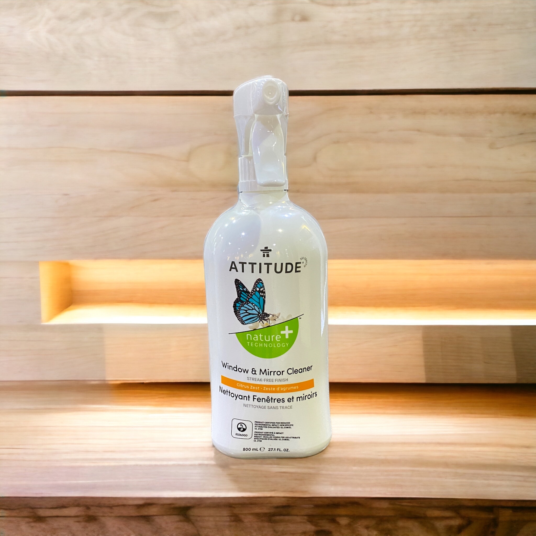 ATTITUDE, 窗戶和鏡子清潔劑，柑橘活力，27.1 液量盎司（800 毫升）