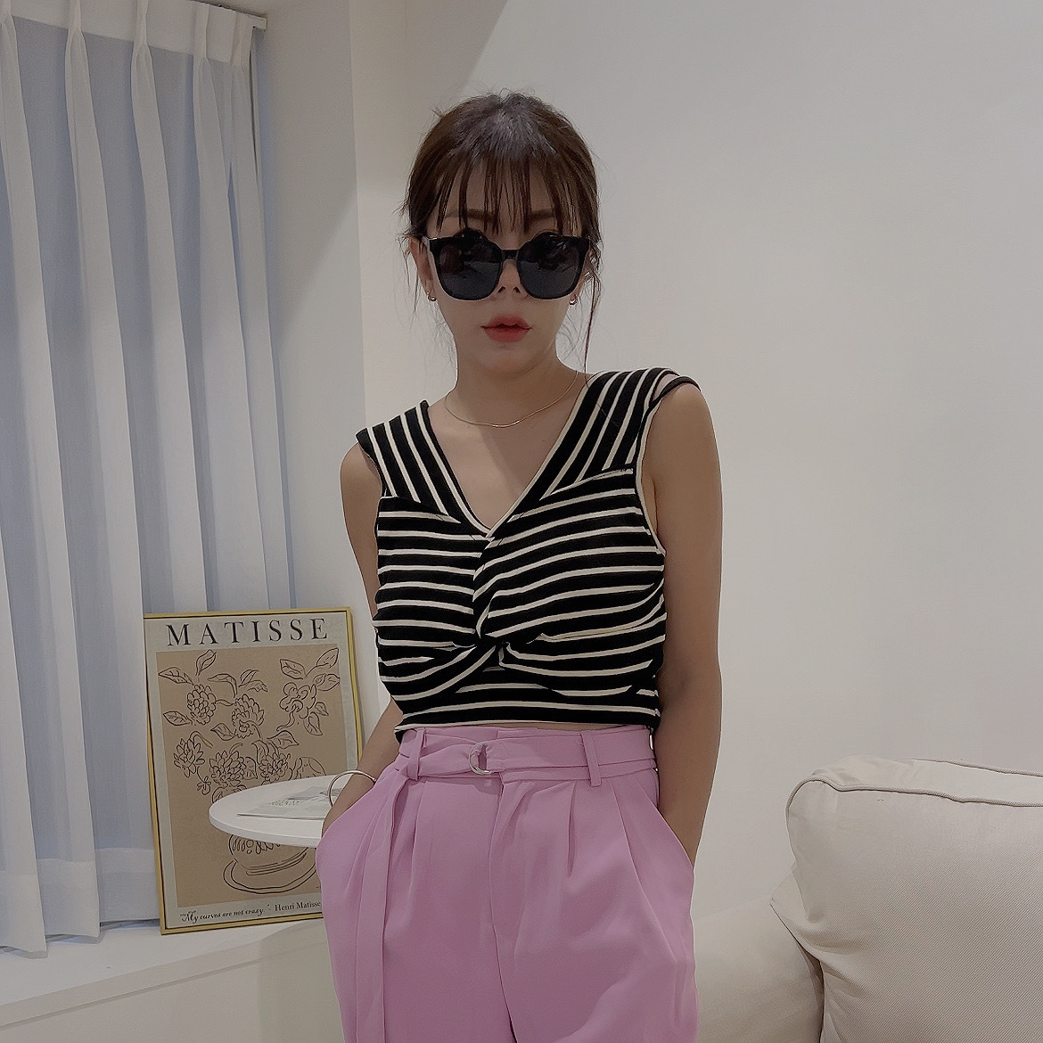 條紋兩穿設計感背心/二色