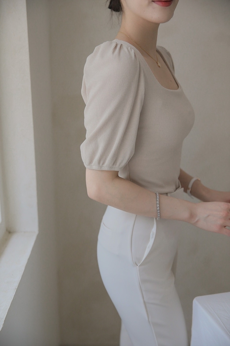 🚀當日出貨【🌸早春新品 】超彈力♡方領細直坑上衣 (4colors)