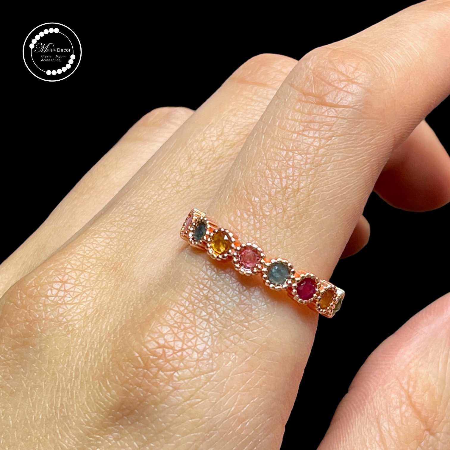 260411 - C7 王牌玫瑰金碧璽半銀開口戒指