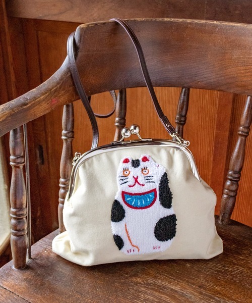 招財貓 刺繡款 御守系列口金包 肩背包｜日本カヤ KAYA
