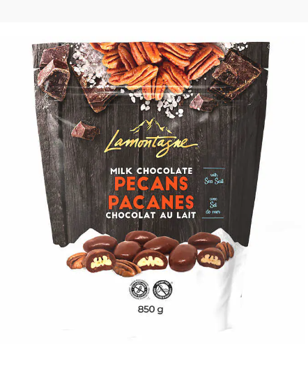 加拿大製Lamontagne 海鹽牛奶碧根果仁朱古力 850g