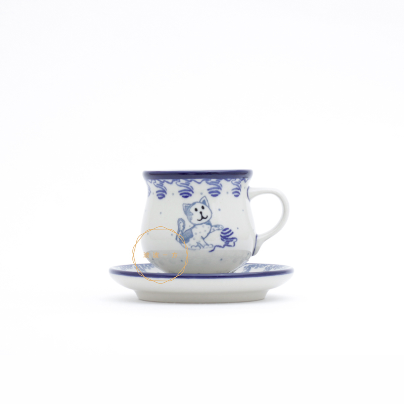 濃縮咖啡杯 杯盤組 100ml- 玩毛線球的小貓