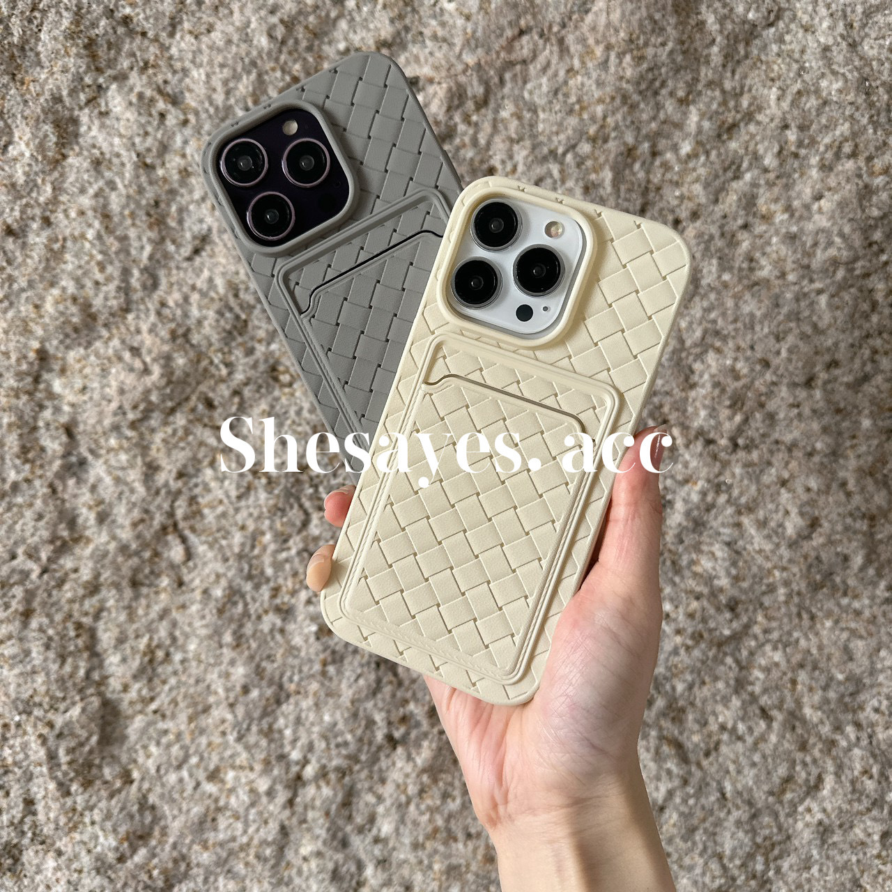 IPHONE質感編織卡夾手機殼[兩色]