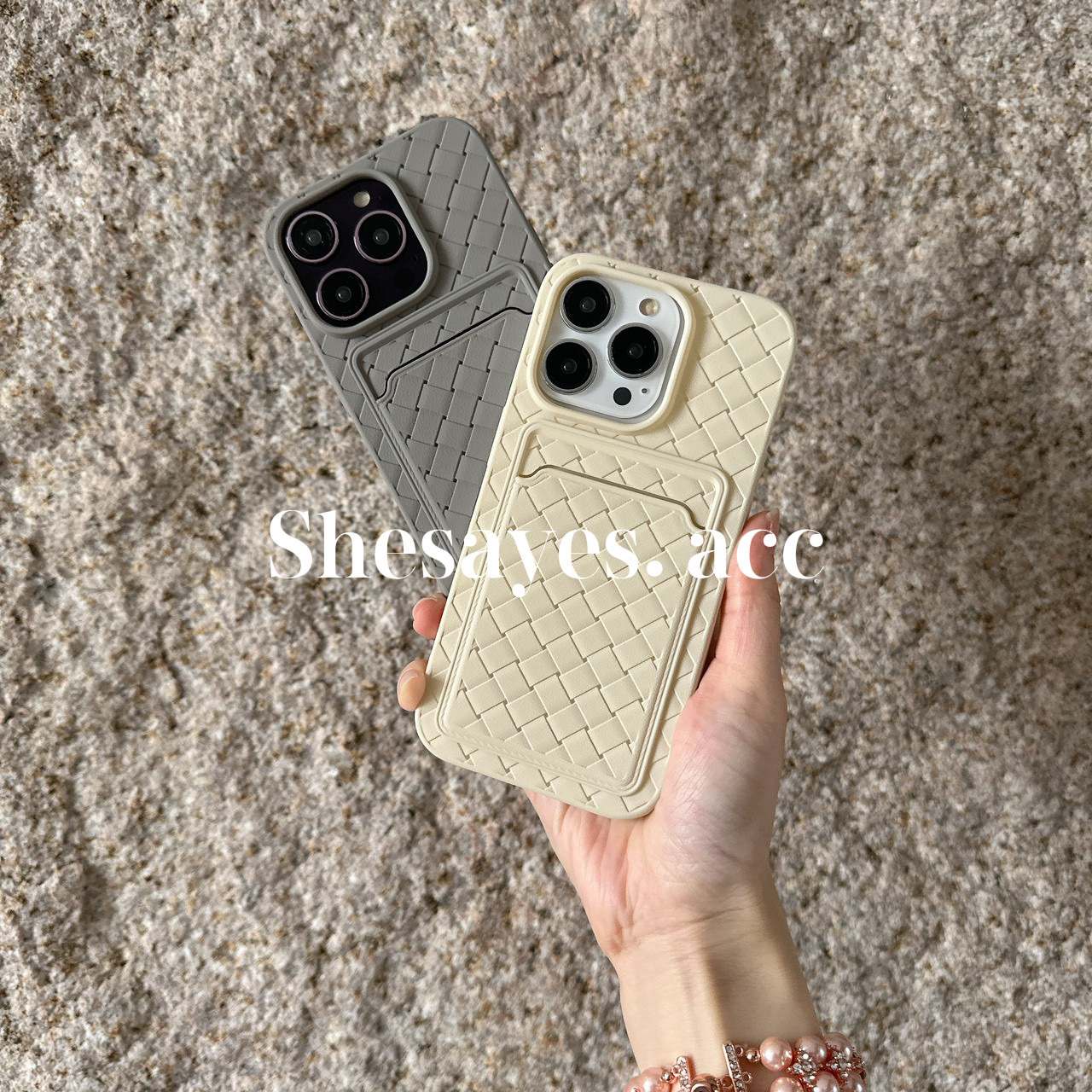 IPHONE質感編織卡夾手機殼[兩色]