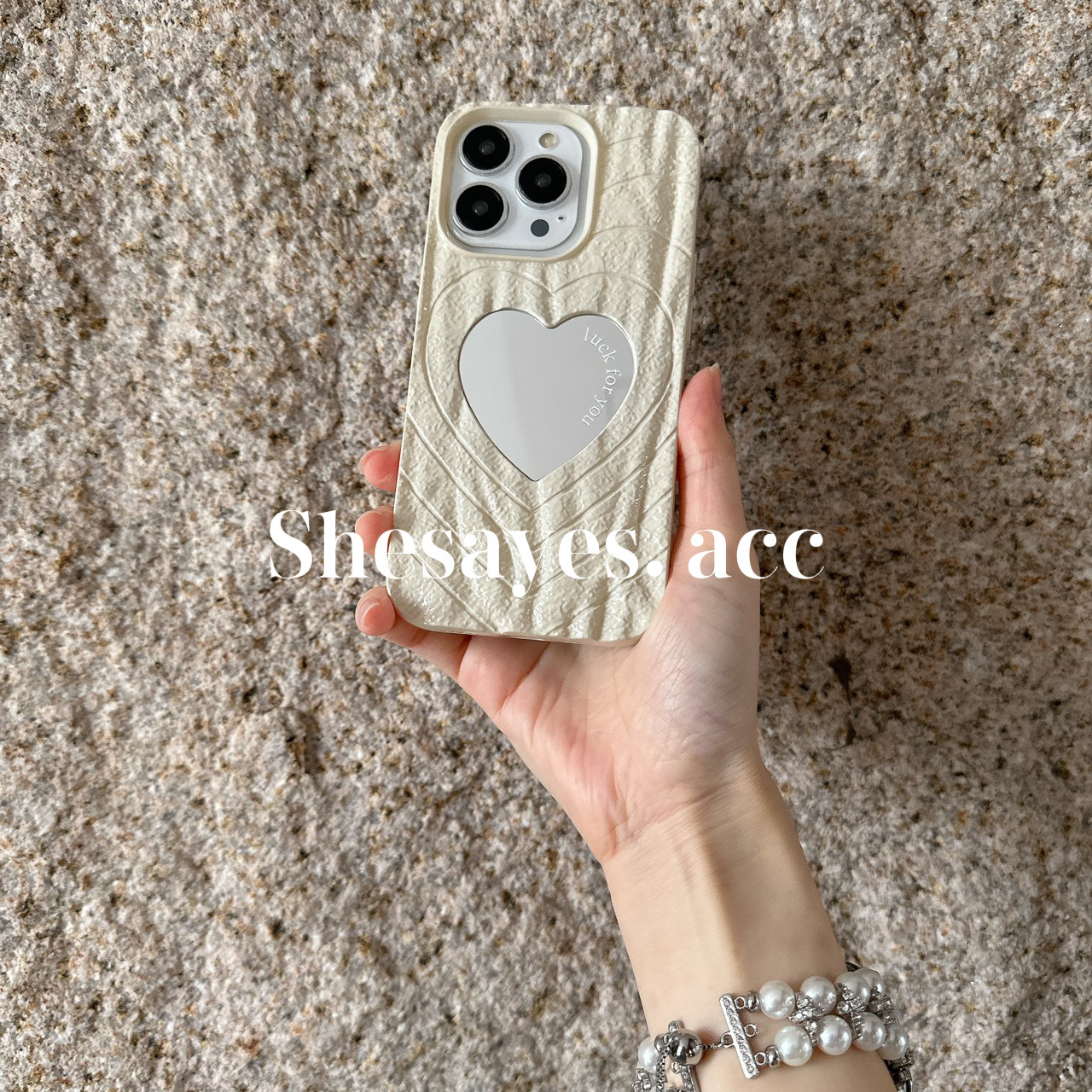 IPHONE愛心補妝鏡手機殼