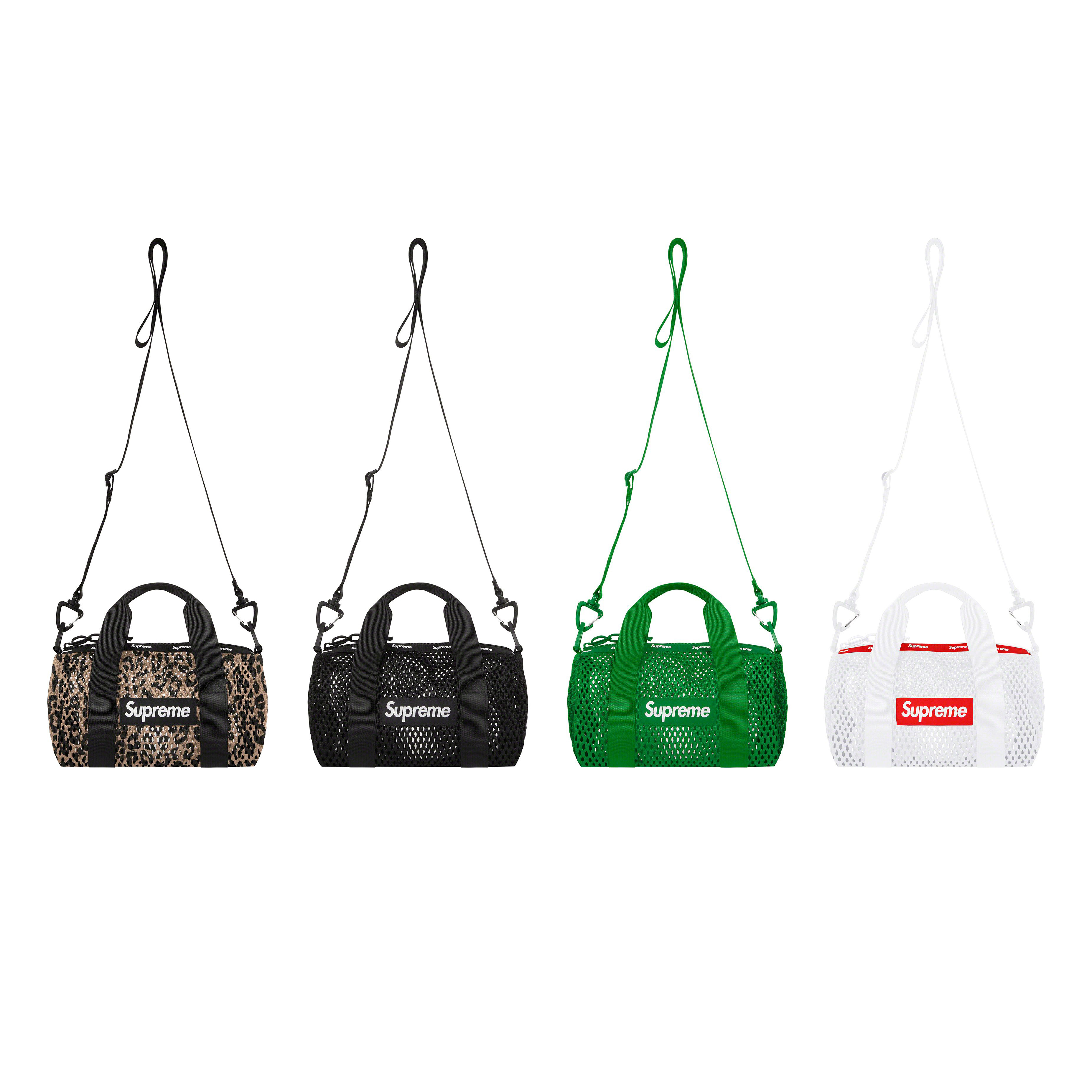 SUPREME MESH MINI DUFFLE BAG 迷你網布圓桶包黑/綠/豹紋/白-SS23B20